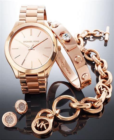 michael kors uhr blau gold|michael kors rose gold set.